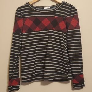 12pm by Mon Ami stripe buffalo plaid sweater